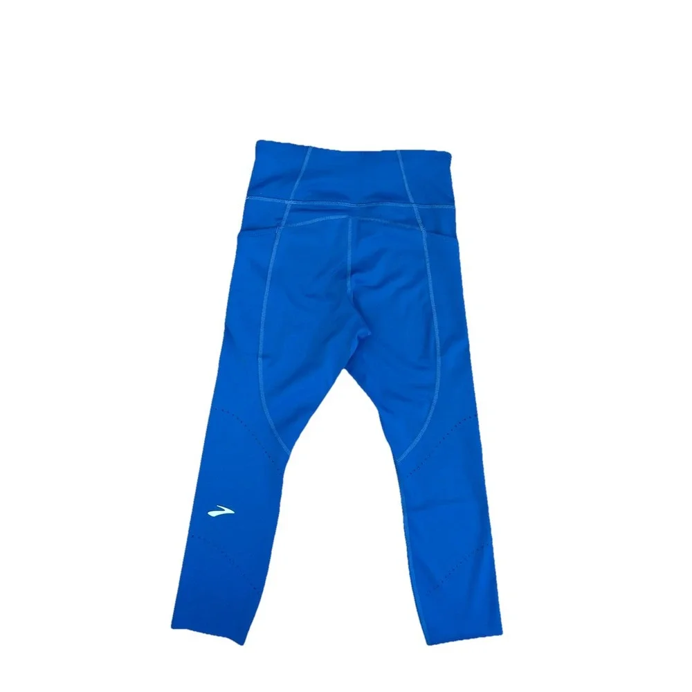 Brooks Women's Method 3/4 Running Tights Blue Ash Phone Pockets Stretch Sz S NWT